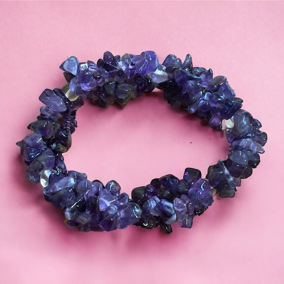 Source Unknown Jewelry - Purple Amethyst Chip Stretch Bracelet